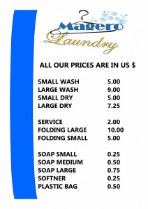 Price List Bonaire Laundry